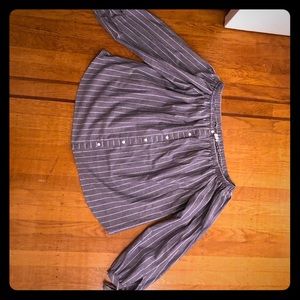 Blue/grey off the shoulder long sleeve